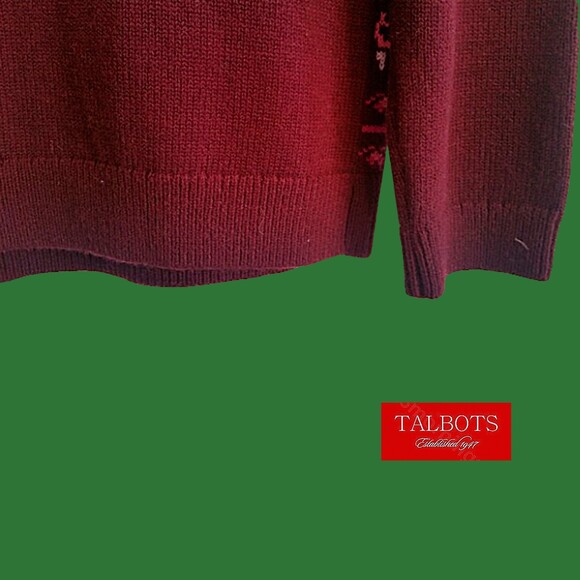 TALBOTS NEW Artsy Maximalism Lambswool Blend Medallion/Crystals Jewel Sweater M - Picture 10 of 12